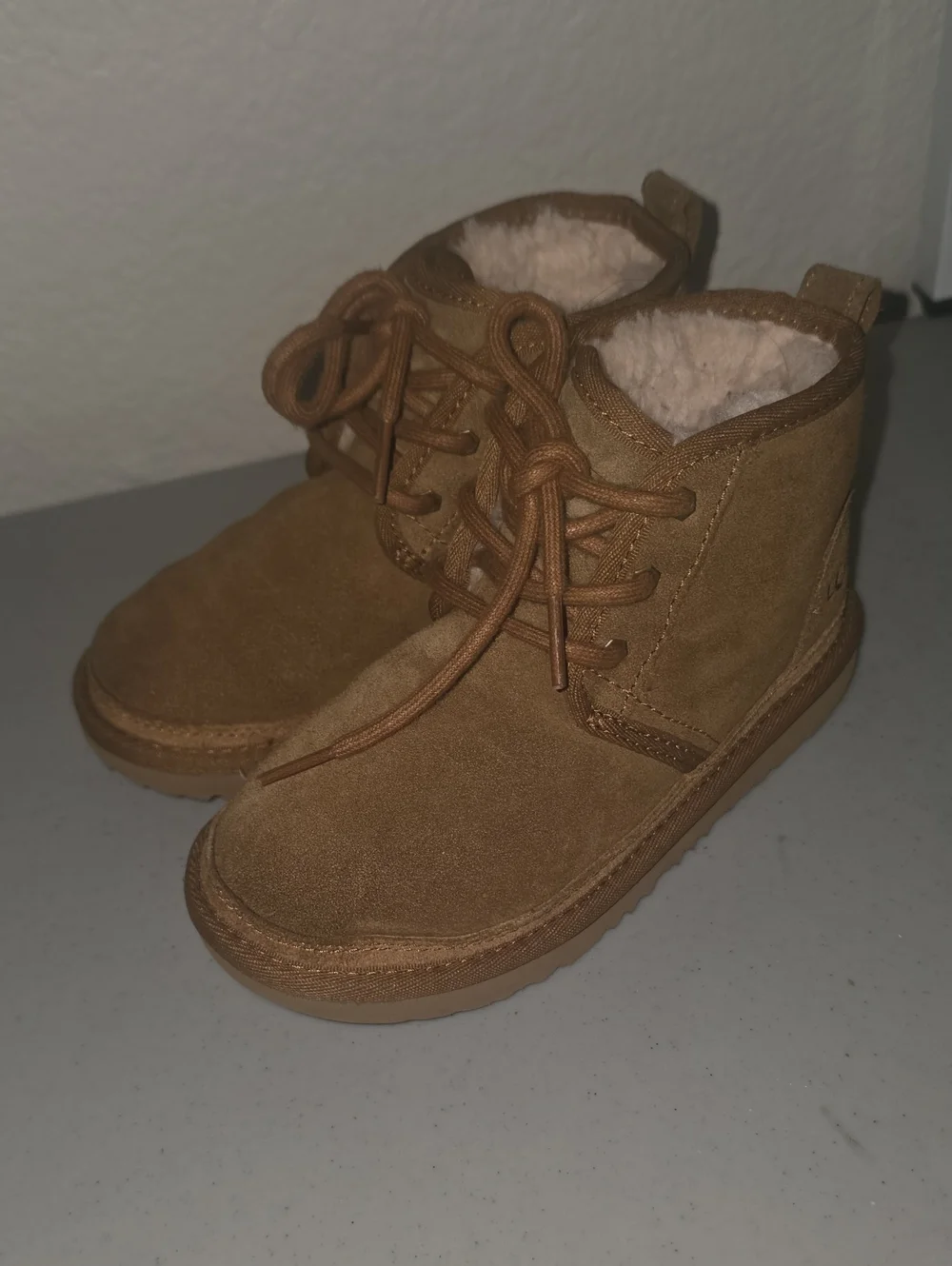 Kids Brown Suede Lace-Up Winter Boots
